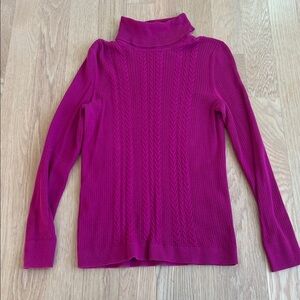 TALBOTS - Women's Cable Knit Turtleneck Sweater - Pink